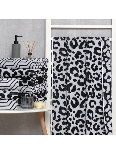Полотенце махровое «Этель» Leopard, 70×130 см, 100% хлопок, 420 г/м², чёрно-белое
