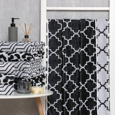 Полотенце махровое Этель Ornament, 70×130 см, 100% хлопок, 420 г/м², чёрно-белое