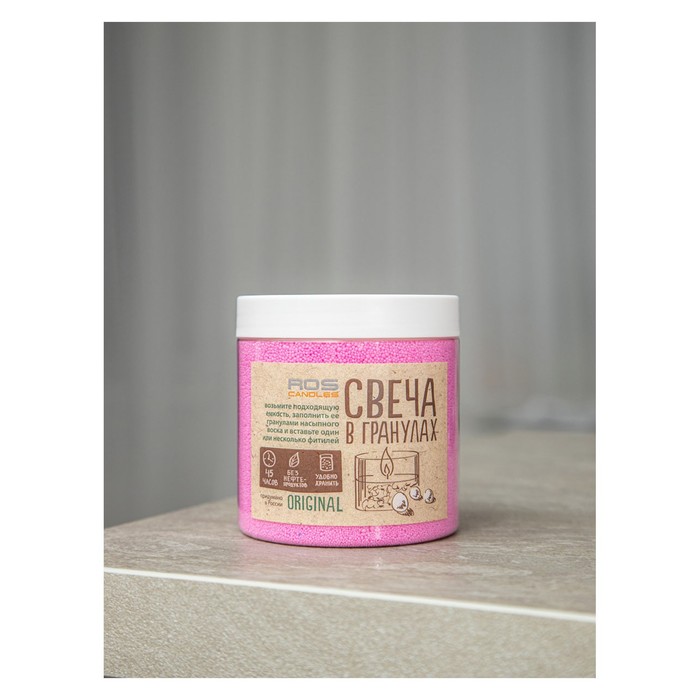 Свеча в гранулах «RosCandles» розовые в банке ПЭТ, 300 г + фитили - Фото 1