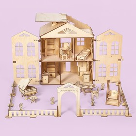 Конструктор кукольный дом "Распашенка" для средних кукол с мебелью