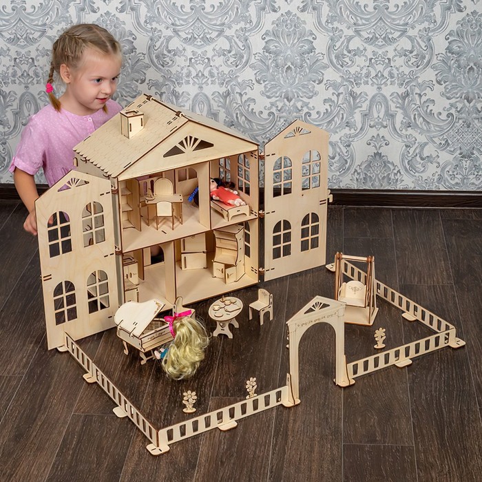 Конструктор кукольный дом «Распашенка» для средних кукол с мебелью - фото 1909132244
