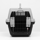 Переноска пластиковая «Неон» 48×32×29.5 см, вес животного до 12 кг, серо-чёрная - Фото 2