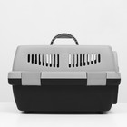 Переноска пластиковая «Неон» 48×32×29.5 см, вес животного до 12 кг, серо-чёрная - Фото 3