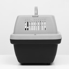 Переноска пластиковая «Неон» 48×32×29.5 см, вес животного до 12 кг, серо-чёрная - Фото 4