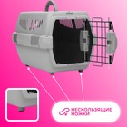 Переноска пластиковая «Неон» 48×32×29.5 см, вес животного до 12 кг, серая - Фото 5