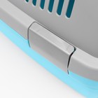 Переноска для животных «Неон», 48×32×29.5 см, вес до 12 кг, пластик, серая, голубая - Фото 11