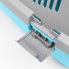 Переноска для животных «Неон», 48×32×29.5 см, вес до 12 кг, пластик, серая, голубая - Фото 12