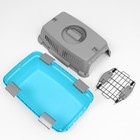 Переноска для животных «Неон», 48×32×29.5 см, вес до 12 кг, пластик, серая, голубая - Фото 14