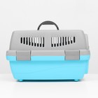 Переноска для животных «Неон», 48×32×29.5 см, вес до 12 кг, пластик, серая, голубая - Фото 3