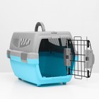 Переноска для животных «Неон», 48×32×29.5 см, вес до 12 кг, пластик, серая, голубая - Фото 7