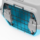 Переноска для животных «Неон», 48×32×29.5 см, вес до 12 кг, пластик, серая, голубая - Фото 8