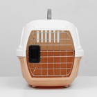 Переноска для животных, 47×32.5×30 см, вес до 9 кг, с металлической дверью, пластик, персиковая - Фото 2