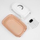 Переноска для животных, 47×32.5×30 см, вес до 9 кг, с металлической дверью, пластик, персиковая - Фото 12