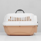 Переноска для животных, 47×32.5×30 см, вес до 9 кг, с металлической дверью, пластик, персиковая - Фото 3
