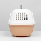 Переноска для животных, 47×32.5×30 см, вес до 9 кг, с металлической дверью, пластик, персиковая - Фото 4