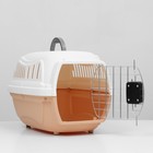 Переноска для животных, 47×32.5×30 см, вес до 9 кг, с металлической дверью, пластик, персиковая - Фото 7