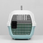 Переноска для животных, 47×32.5×30 см, вес до 9 кг, с металлической дверью, пластик, голубая - Фото 2