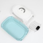 Переноска для животных, 47×32.5×30 см, вес до 9 кг, с металлической дверью, пластик, голубая - Фото 12