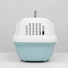 Переноска для животных, 47×32.5×30 см, вес до 9 кг, с металлической дверью, пластик, голубая - Фото 4