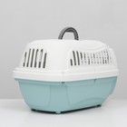 Переноска для животных, 47×32.5×30 см, вес до 9 кг, с металлической дверью, пластик, голубая - Фото 5