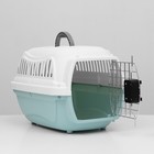 Переноска для животных, 47×32.5×30 см, вес до 9 кг, с металлической дверью, пластик, голубая - Фото 7