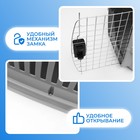 Переноска для животных пластиковая с металлической дверью, 65×45×47 см, серая - Фото 3