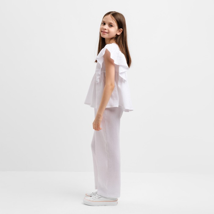 Комплект (блузка и брюки) для девочки MINAKU цвет белый, рост 152 см - фото 1926644808