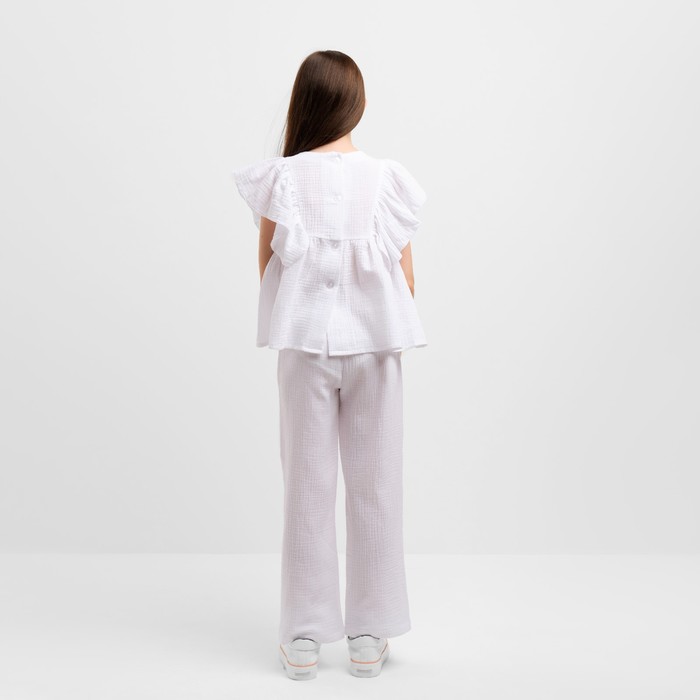 Комплект (блузка и брюки) для девочки MINAKU цвет белый, рост 152 см - фото 1926644809