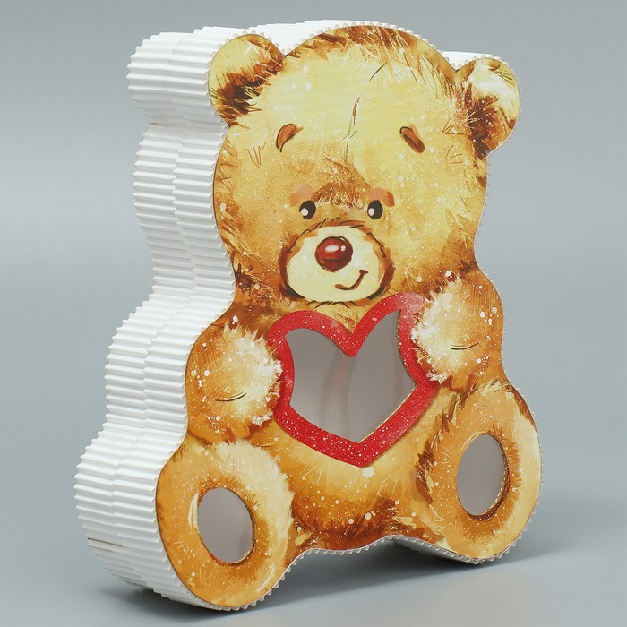 Коробка подарочная, кондитерская упаковка, «Медвежонок», 16,5х20х5 см - Фото 1