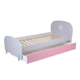 Кровать детская Polini kids Mirum 1915 c ящиком, цвет серый, ящик розовый