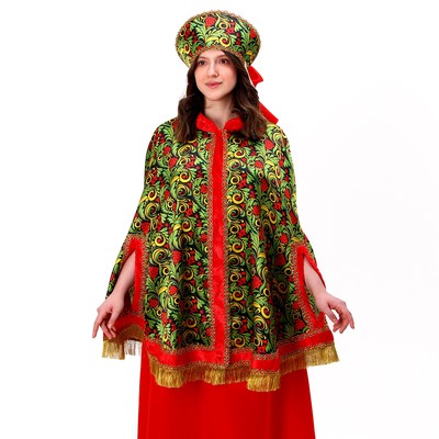 Карнавальный костюм «Народные гуляния. Рябиновые гроздья», накидка, кокошник, р. 52-58