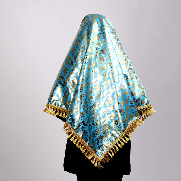 Карнавальный набор: платок, кокошник, золото на голубом - фото 1906223563
