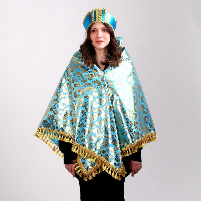 Карнавальный набор: платок, кокошник, золото на голубом - фото 1882649704