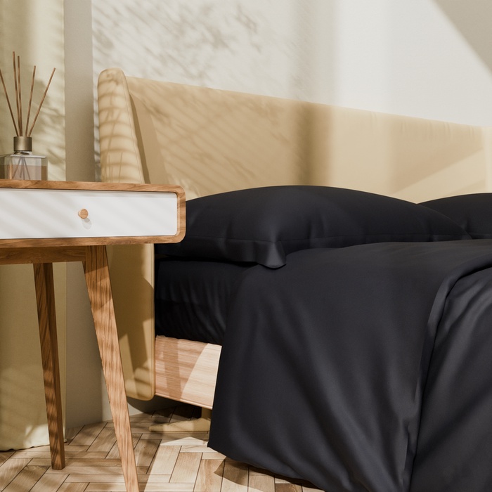 Постельное бельё Этель 1,5 сп Jet black 143х215, 150х215, 50х70+3-2 шт, мако-сатин, 114г/м2