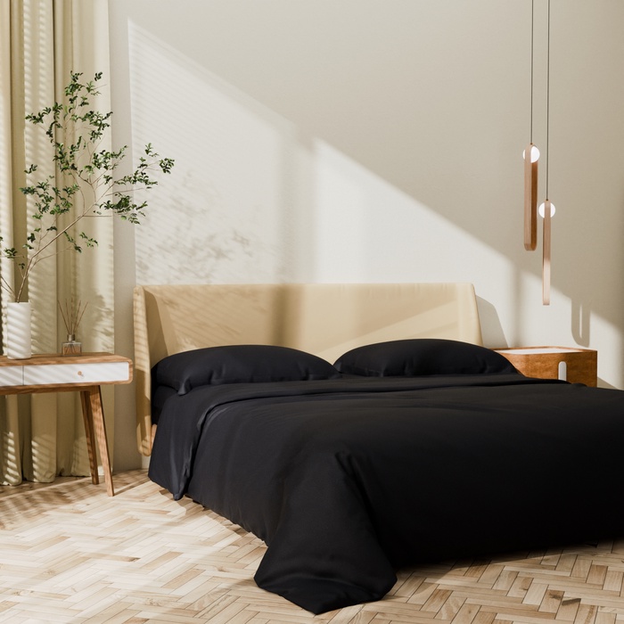 Постельное бельё Этель 2 сп "Jet black" 175х215, 200х215, 50х70+3-2 шт, мако-сатин, 114г/м2 - Фото 1