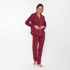 Комплект домашний женский (фуфайка/брюки), цвет красный, размер 48 - фото 321385358