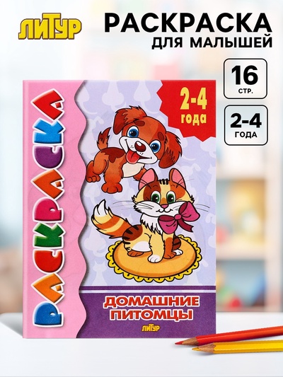 Раскраска для малышей «Домашние питомцы», 2 - 4 года