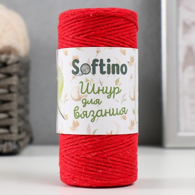 Шнур для вязания крючком, спицами 100% хлопок, ш. 1 мм, 100 м, 80 г Softino «Красный», 10×4.2×4.2 см