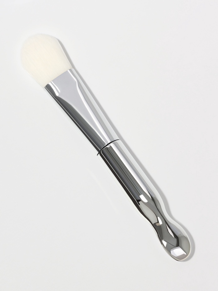 Кисть для масок SILVER, с лопаткой, 14(±1) см, серебристая, белая - Фото 1