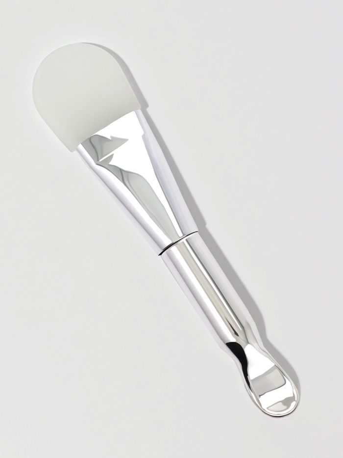 Кисть для масок SILVER, силиконовая, с лопаткой, 14 (±1) см, серебристая - Фото 1