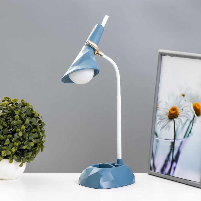 Настольная лампа «Делсер» LED 3 Вт USB АКБ синий 14×13×39 см RISALUX - Фото 1