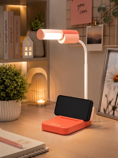 Лампа настольная RISALUX «Лансер», светодиодная, 3.5 Вт, USB, АКБ, красно-розовая, 11×15×45 см