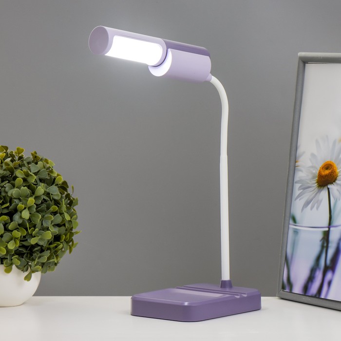 Настольная лампа "Лансер" LED 3,5Вт USB АКБ фиолетовый 11х15х45 см RISALUX - фото 1907671371