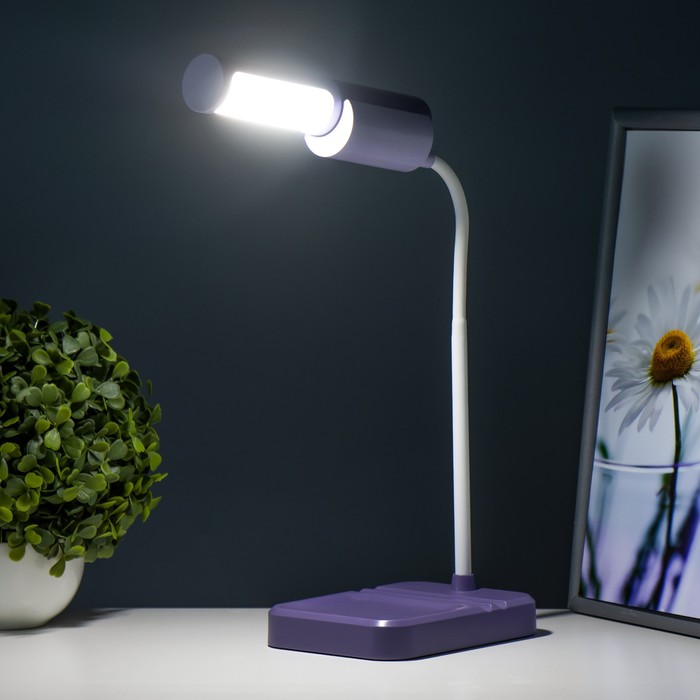 Настольная лампа "Лансер" LED 3,5Вт USB АКБ фиолетовый 11х15х45 см RISALUX - фото 1907671373