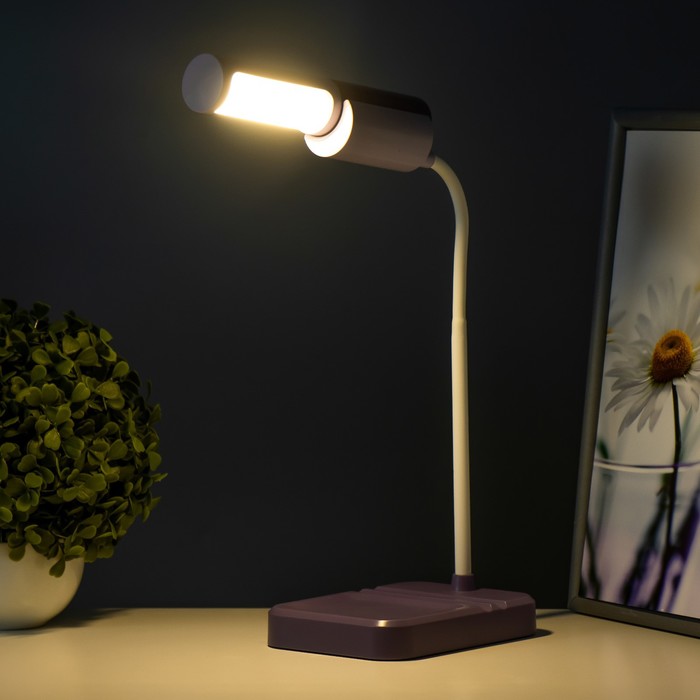 Настольная лампа "Лансер" LED 3,5Вт USB АКБ фиолетовый 11х15х45 см RISALUX - фото 1907671374