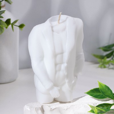 Свеча фигурная "Мужской силуэт" в пиджаке, 7,5х3х11 см, белый