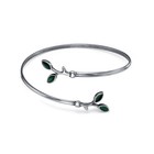 Браслет «Нежность» ветви, посеребрение с оксидированием, цвет зелёный, 6,6 см - Фото 1