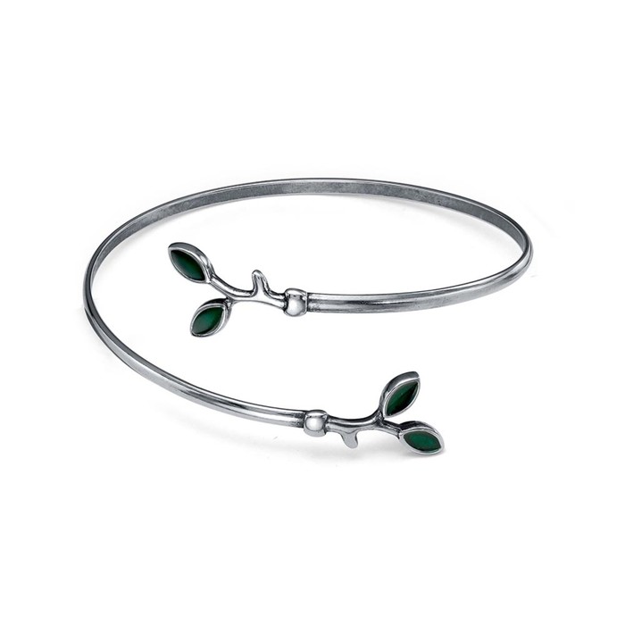 Браслет «Нежность» ветви, посеребрение с оксидированием, цвет зелёный, 6,6 см - Фото 1