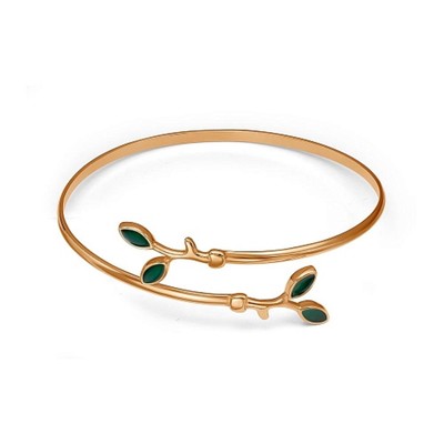 Браслет «Нежность» ветви, розовое золочение, цвет зелёный, 6,6см