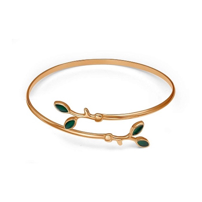 Браслет «Нежность» ветви, розовое золочение, цвет зелёный, 6,6см - Фото 1